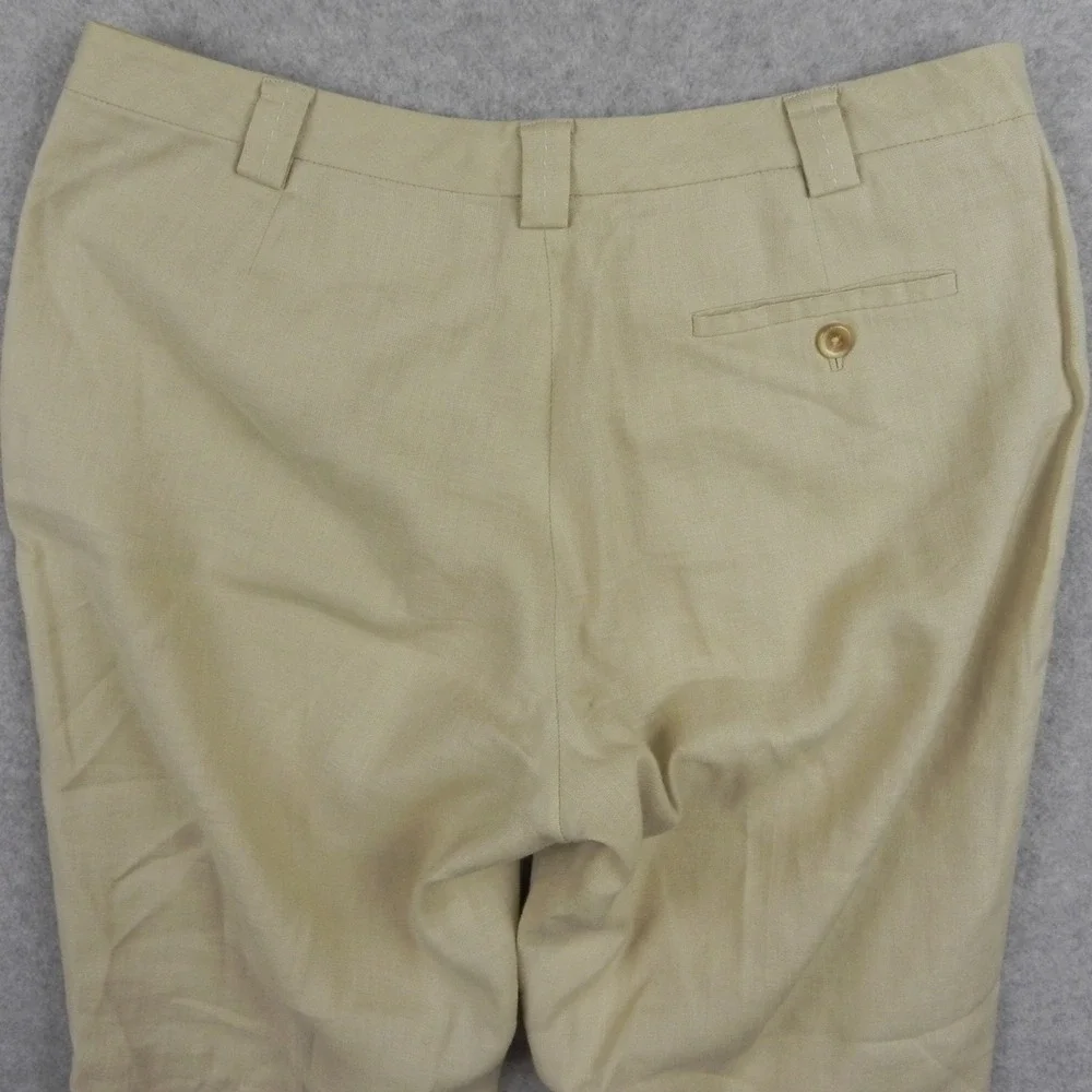 Banana Republic Pants Womens 6 Martin Stretch Linen Blend Wide Leg Slacks Beige
